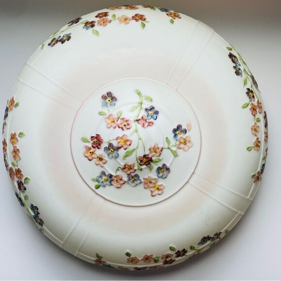 Antique 14" White Satin Glass Opaque Boudoir Ceiling Shade Dome - Picture 2 of 11